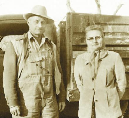 CHESTER AND ELDA MILLER are pictured on their Dannevirke-area farm in this photograph of the couple, taken in 1962. File Photo