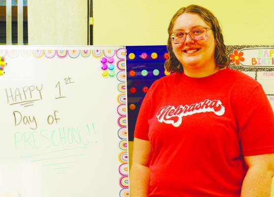 MIKAYLA MRKVICKA, a St. Paul native, is the new preschool teacher at Little Lambs Christian Preschool at Christ Lutheran Church in St. Paul. Mrkvicka, in addition to teaching the morning class of preschoolers, is also a full-time student at the University of Nebraska—Kearney. Photo by Michael Rother