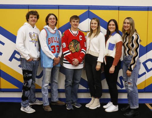 ST. PAUL HIGH SCHOOL’S 2022 homecoming candidates include, left to right, Luke Porter, Bryce Knapp, John Placke, Maya Becker, Jenna Jakubowski, and Clara Kunze. The homecoming royalty will be crowned following the 7:00 p.m. football game against Central City this Friday night. (Courtney Leth)
