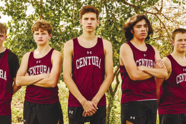 CENTURA CROSS COUNTRY: Members of the Centura cross country team include Colton Nelson, Landon Garcia, Kasen Webb, Emilio Hulinsky, and Matthew Loudy. Courtesy Photo