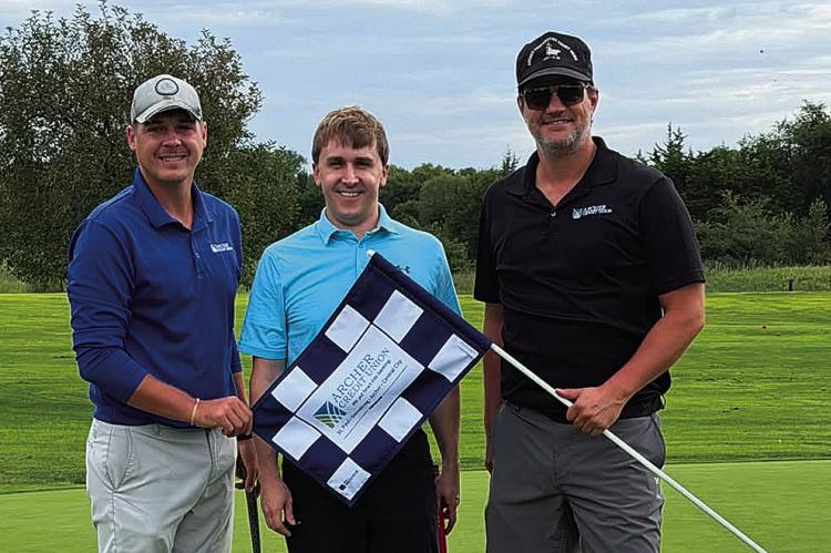 ARCHER CREDIT UNION won the twenty-fourth-annual Howard County Medical Center Foundation Health Partners Golf Tournament held at the St. Paul Country Club on Saturday, August 15th. Pictured representing the credit union are Shay Hinrichs, Tyler Eberle, and Mike Kezeor. Archer Credit Union was one of twenty-four participating teams in this year’s event. Courtesy Photo