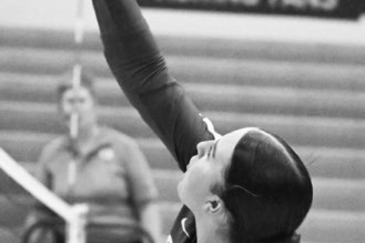 ST. PAUL’S ADDILYN PLATEK goes for a kill from the left pin last Thursday. Platek had seven of St. Paul’s thirty kills last week. Photo by Michael Happ