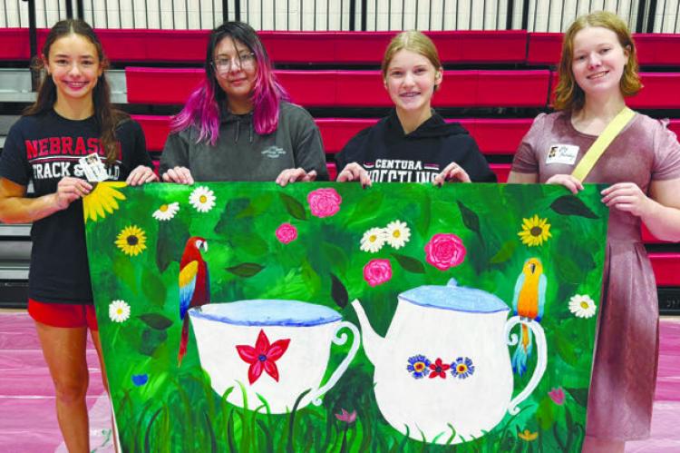CENTURA STUDENTS who competed in Mural Day at Hastings College last week included Sloane Swanson, Alysah Zaleski, Laura Lamphiear, and Lily Loveday. Courtesy Photos