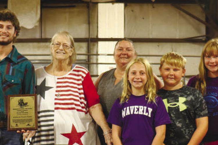 MEMBERS OF THE AMBROSE FAMILY on hand to receive the Pioneer Farm Award last Wednesday included Jeff Ambrose, Carrie Ambrose, Maverick Ambrose, Barb Ambrose, Kelly Everson, Melanie Everson, Hunter Everson, Josie Everson, Linda Ambrose, and Bev Fitzsimmons. Photo by Michael Rother