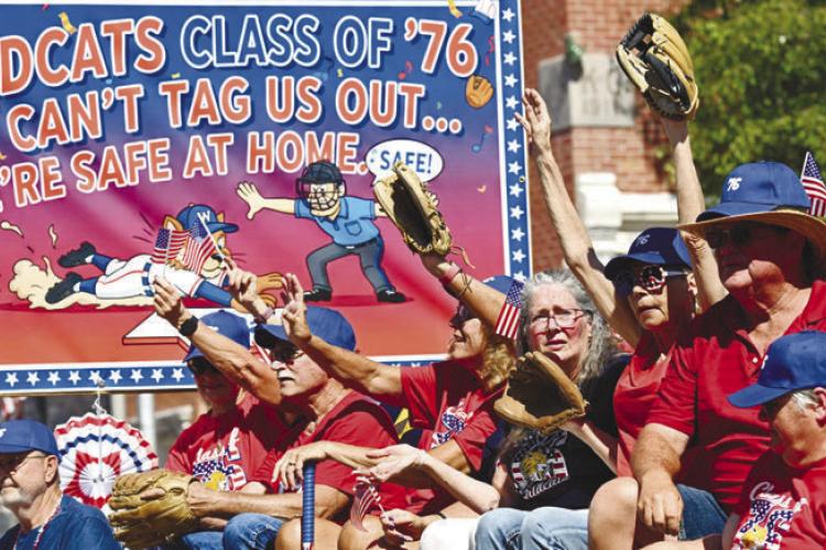 MEMBERS of the St. Paul High School Class of 1976 were Safe At Home as they traveled through this year’s Grover Cleveland Alexander Days Parade in St. Paul. The class won the top prize in the float division on Saturday. Photos by Michael Happ