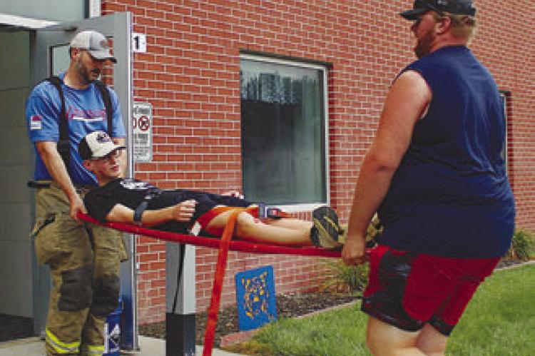 FIRST RESPONDERS from across St. Paul and Howard County participate in a mass casualty incident training exercise on Saturday. See Highlights for more details. Courtesy Photo