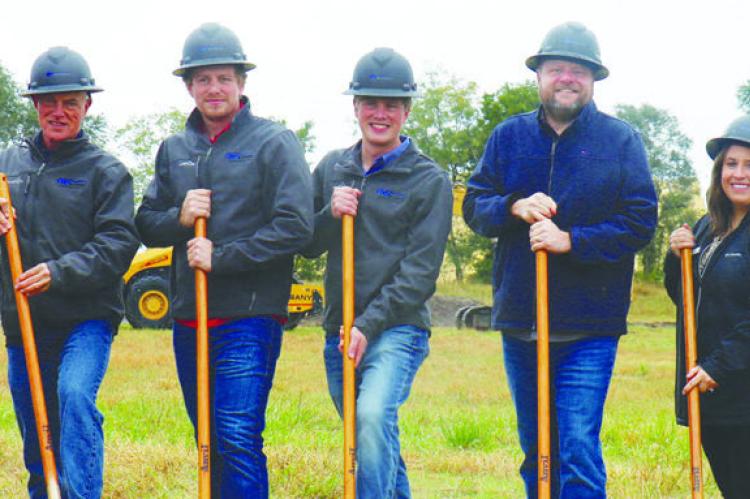 SUBCONN broke ground on a new manufacturing facility at the Middle Loup River Subdivision in St. Paul last Thursday. Pictured during the groundbreaking ceremony were Dillon Dexter, Zane Dexter, Warren Dexter, Ryan Dexter, St. Paul Mayor Mike Feeken, St. Paul Development Corporation Executive Director Lisa Woodgate, and St. Paul Development Corporation President Glen Killion. Photo by Michael Rother