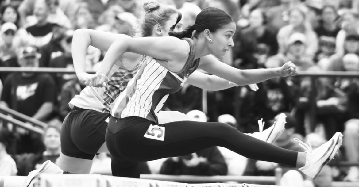 ZAYA LEWIS placed fourth in the prelims of the Class C 100-meter hurdles on Friday. Lewis would qualify for finals in that event and take fourth in the field with a time of 14.67 on Saturday afternoon. Photos by Jordan Coslor and Michael Happ
