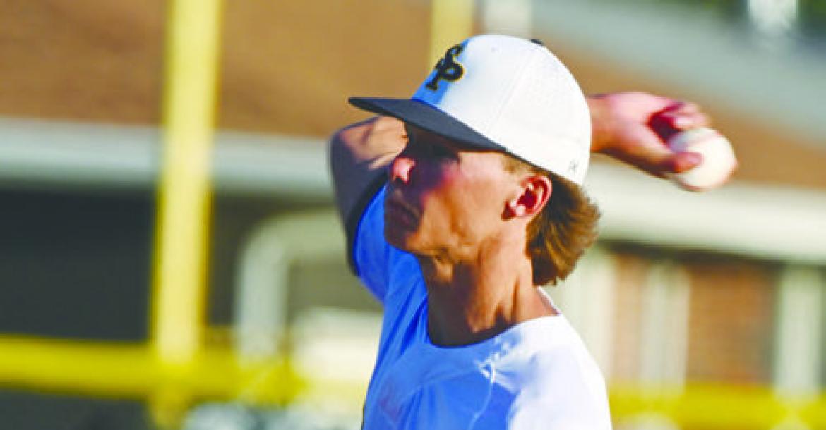 CHRISTIAN LEMBURG threw a complete game from the mound against Ord on Sunday. Lemburg allowed just one hit and recorded six strikeouts on the way to an impressive 9-0 win.
