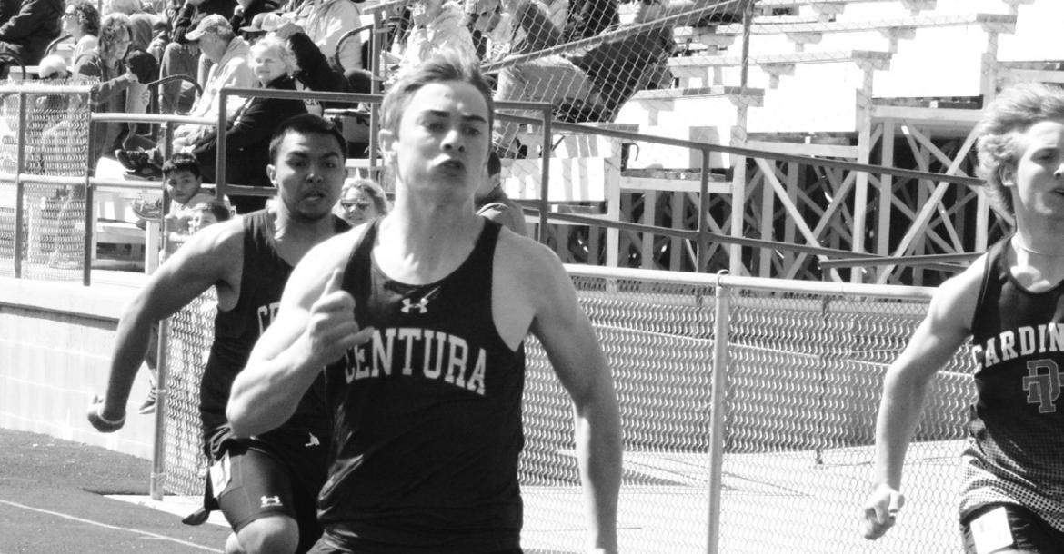 CALVIN ZIMMERMAN placed third in the 100-meter dash with the Centurion recording a time of 12.15.