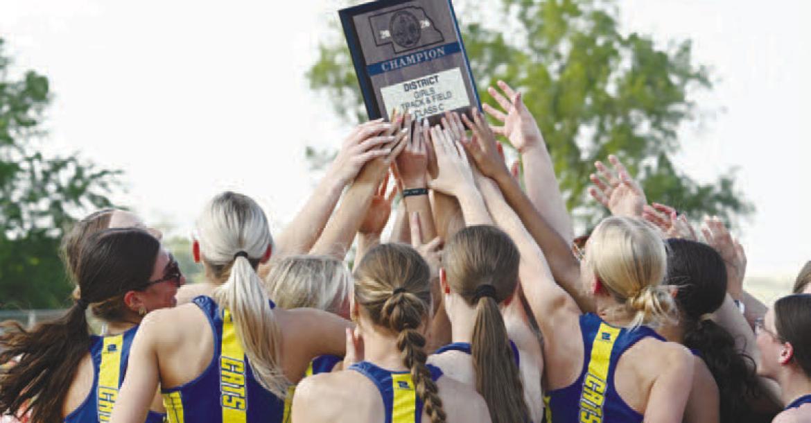 MEMBERS of the St. Paul girls’ track team secured the District C-6 team title during last Thursday’s district meet at Boone Central High School. The Wildcats scored 105 points to top the leaderboard, beating the girls from Nebraska Christian by six points. Photos by Jordan Coslor