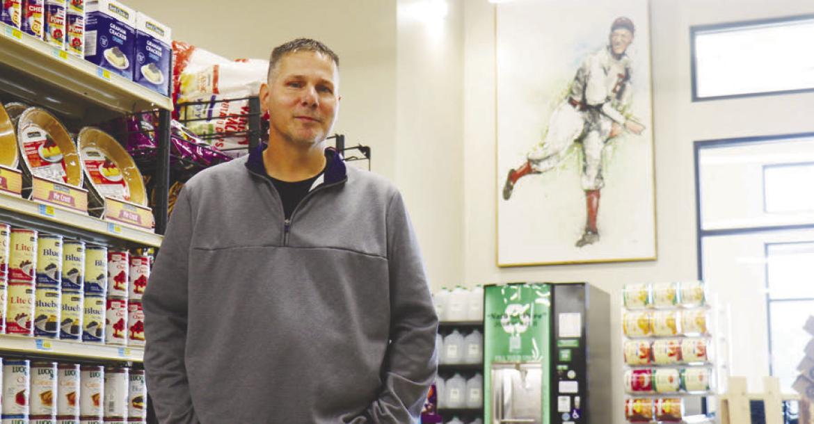 HOME PLATE MARKET Owner Blake Schwartz is pictured inside the new store on United States Route 281 in St. Paul. The new market had its soft opening on Tuesday. Photo by Michael Rother