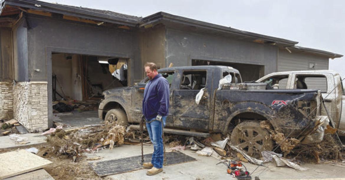 FOLLOWING AN EF3 TORNADO that damaged four homes in a subdivision north of St. Libory on May 17th, volunteers and donations have poured in from across the area and state to assist the victims in the recovery. Courtesy Photo