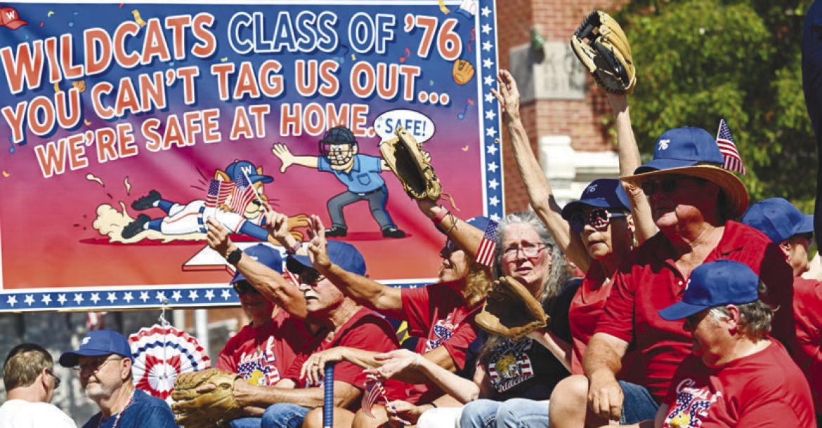 MEMBERS of the St. Paul High School Class of 1976 were Safe At Home as they traveled through this year’s Grover Cleveland Alexander Days Parade in St. Paul. The class won the top prize in the float division on Saturday. Photos by Michael Happ