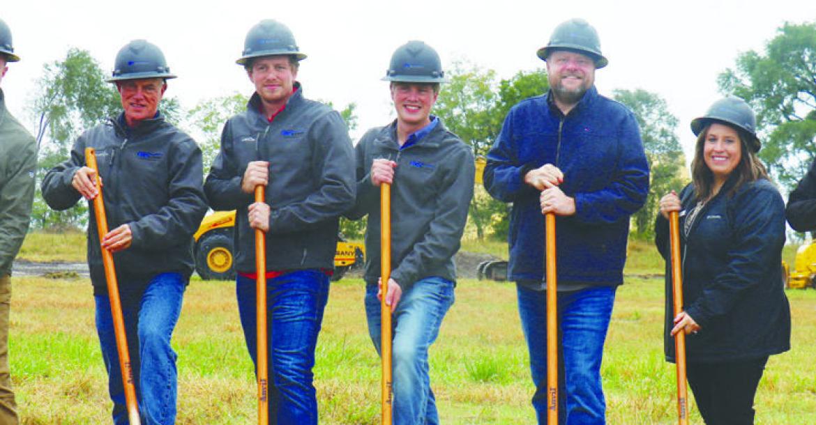 SUBCONN broke ground on a new manufacturing facility at the Middle Loup River Subdivision in St. Paul last Thursday. Pictured during the groundbreaking ceremony were Dillon Dexter, Zane Dexter, Warren Dexter, Ryan Dexter, St. Paul Mayor Mike Feeken, St. Paul Development Corporation Executive Director Lisa Woodgate, and St. Paul Development Corporation President Glen Killion. Photo by Michael Rother